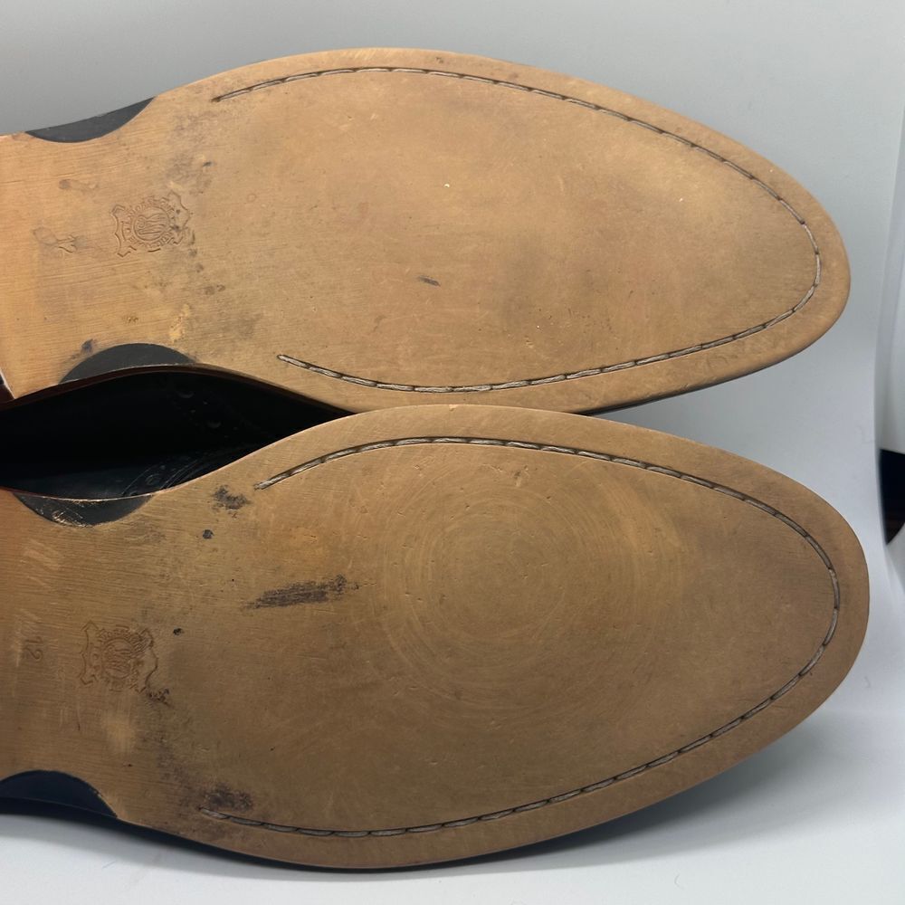 Aston Grey Collection Mens Tokyo Black Leather Oxford shoes Size 12 Pre Owned - Picture 9 of 13